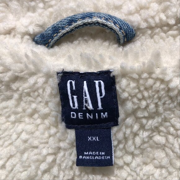 GAP Icon jean jacket sherpa lined girl XXL medium wash denim trucker jacket warm - Picture 9 of 11